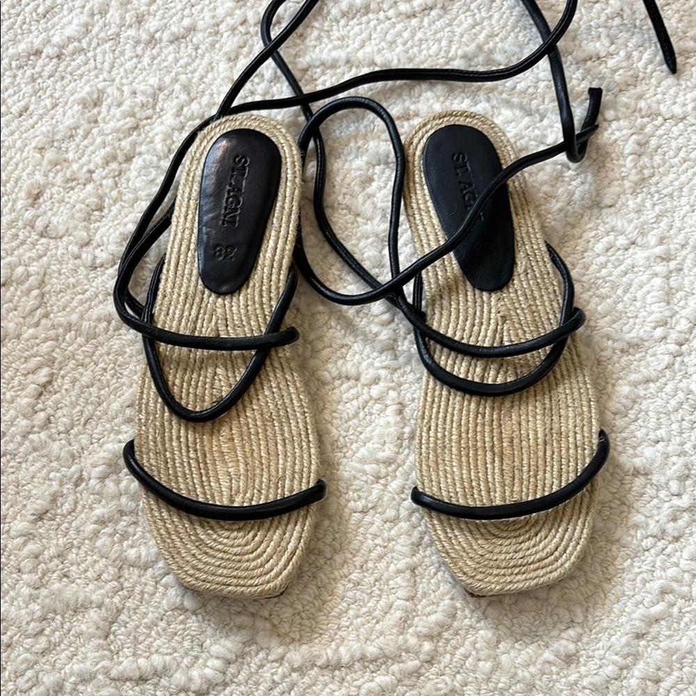 St. Agni Women's Black and Beige Sandals